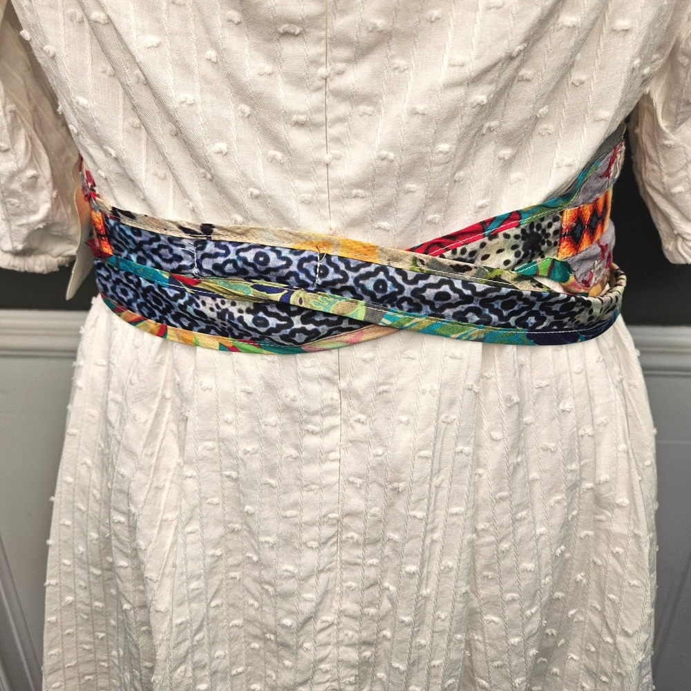 Johnny Was Boho Beaded Obi Belt Embroidered Medallion Cupra Festive NWOT - Picture 6 of 9